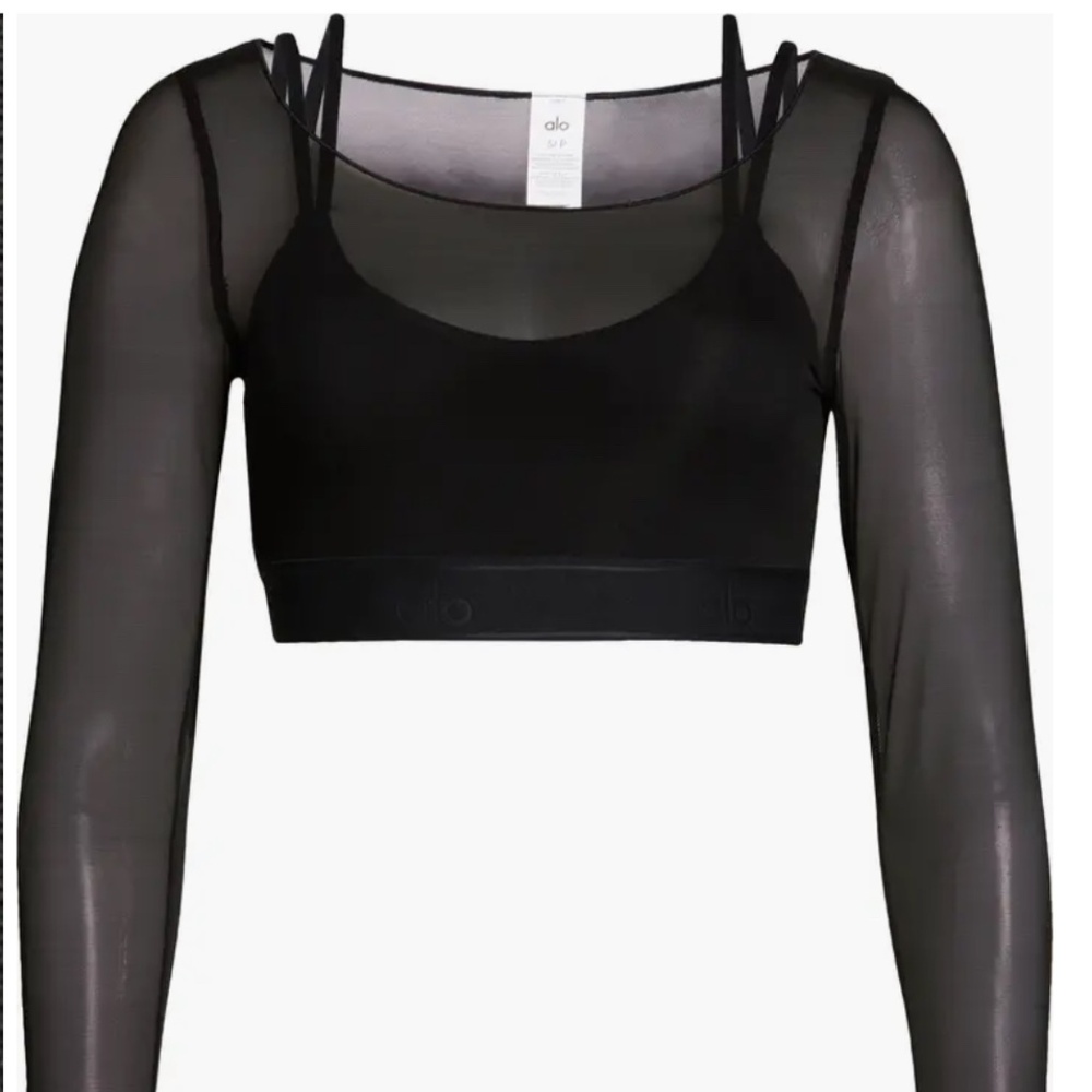 alo yoga airlift ballet long sleeve bra top crop top xs